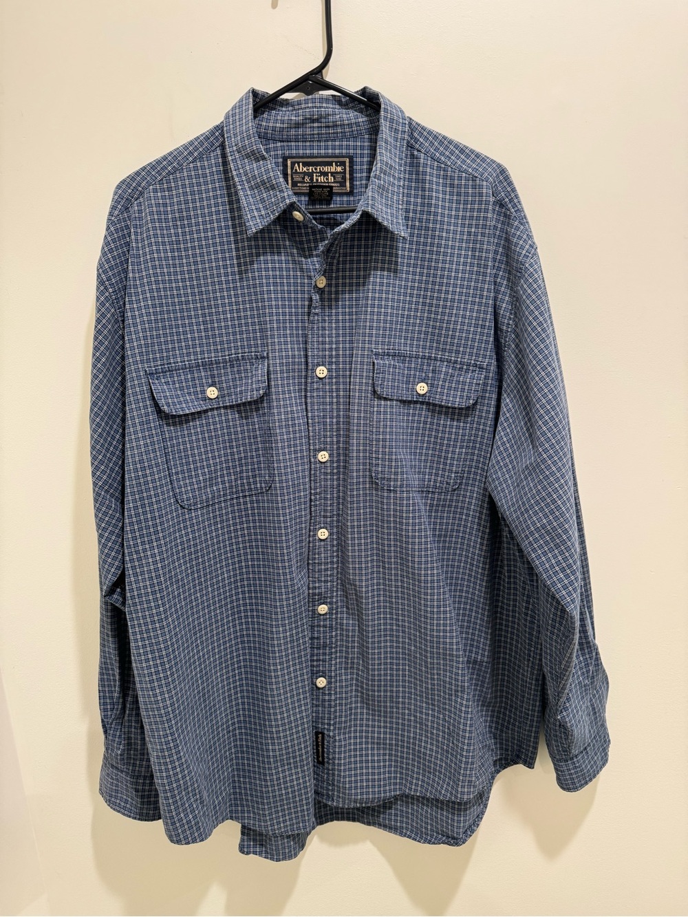 Y2K Abercrombie & Fitch Blue Plaid Button Front Shirt Men’s XL